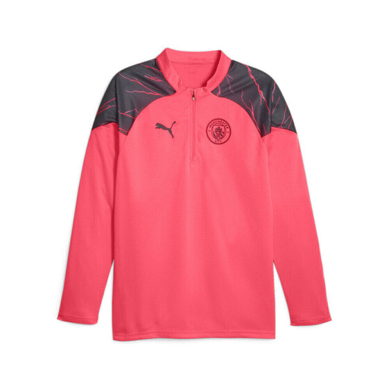 Puma Mcfc Soccer Training Quarter Zip Pullover Mens Pink Casual Tops 77285817