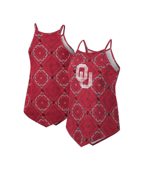 Women's x Wrangler Crimson Distressed Oklahoma Sooners Bandana Tank Top