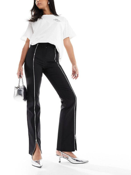 & Other Stories zip detail trousers in black