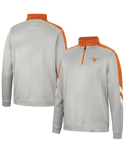 Men's Gray, Texas Orange Texas Longhorns Bushwood Fleece Quarter-Zip Jacket