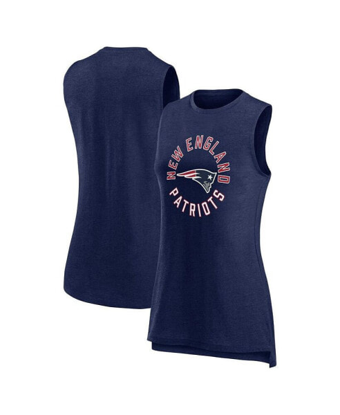 Women's Heather Navy New England Patriots What Goes Around Tank Top