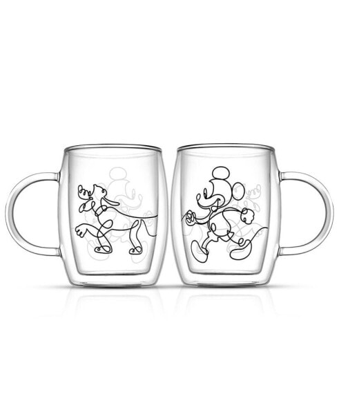 Disney Mickey and Pluto Aroma Glass Mugs, Set of 2