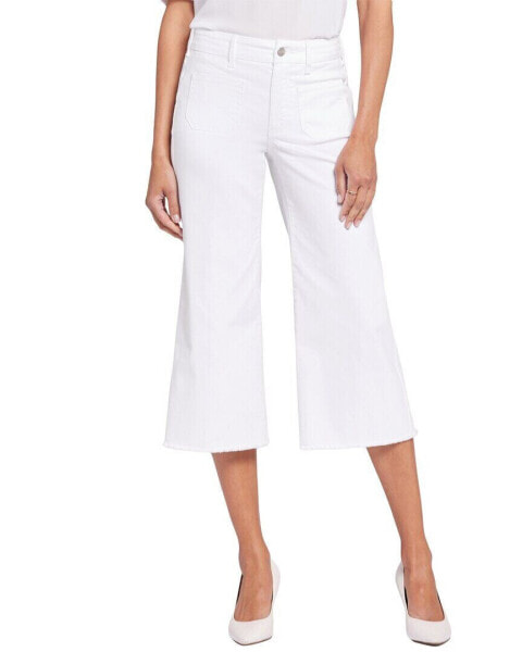 Nydj Petite Patchie Major Wide Leg Capri Optic White Jean Women's 0P