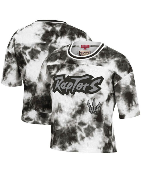 Women's Black and White Toronto Raptors Hardwood Classics Tie-Dye Cropped T-shirt