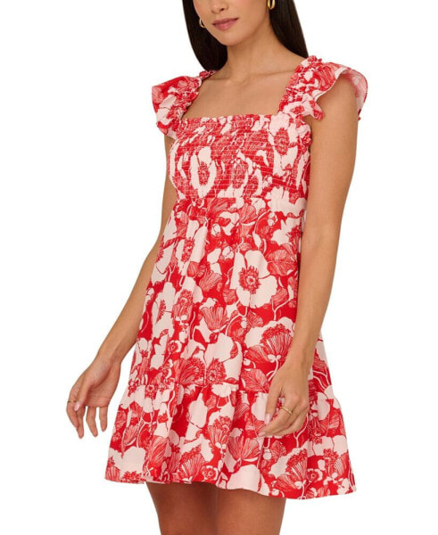 Women's Floral Print Smocked A-Line Dress