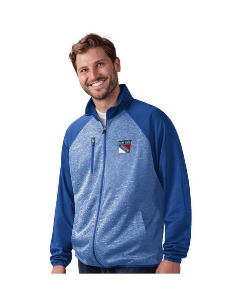 Men's Blue New York Rangers Runners Raglan Full-Zip Track Jacket