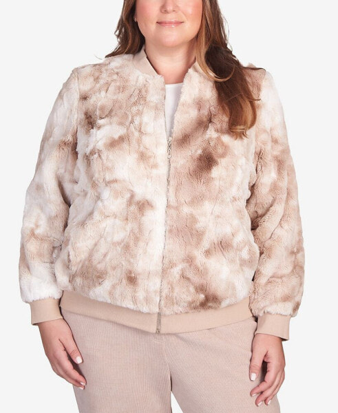 Plus Size St.Moritz Zip Up Space Dye Faux Fur Jacket