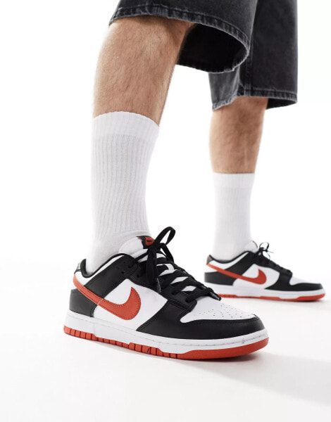 Nike Dunk Low Retro trainers in white, black and red