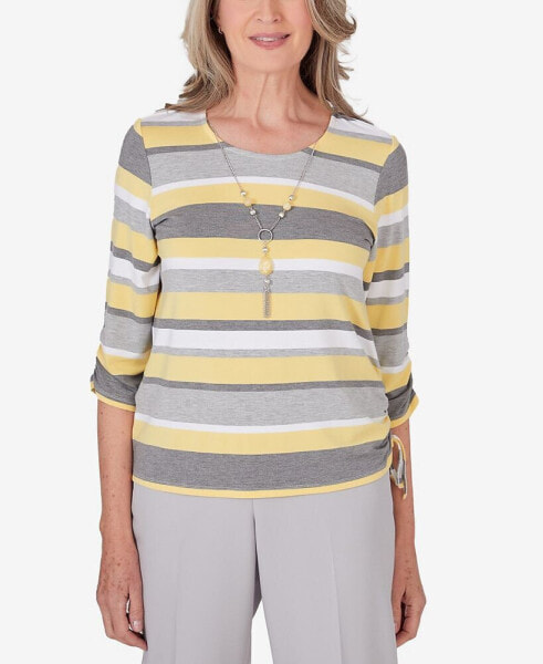 Women's Charleston Side Ruching Striped Top