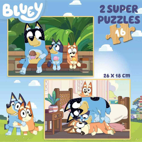 EDUCA BORRAS 2X16 Bluey Wooden Puzzle