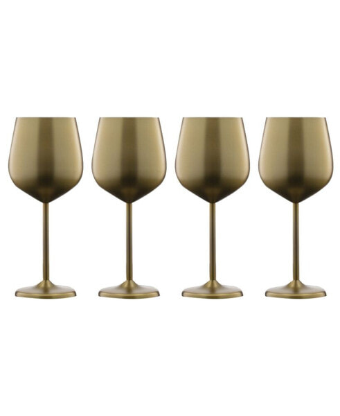 18 Oz Gold Stainless Steel White Wine Glasses, Set of 4