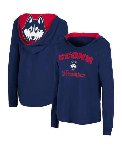 Women's Navy UConn Huskies Catalina Hoodie Long Sleeve T-shirt