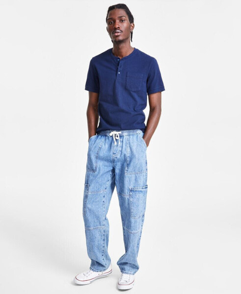 Men's Soft Utility Ocean Blue Cargo Jeans, Created for Macy's