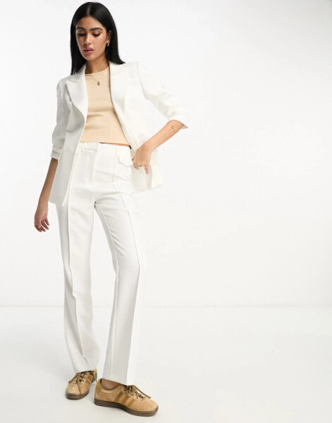 Miss Selfridge straight leg pin tuck front trouser co-ord in ivory