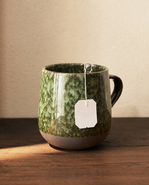 Green stoneware mug