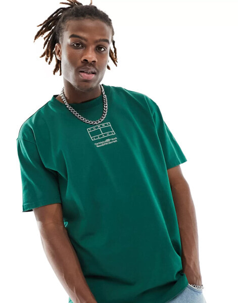 Tommy Jeans regular tonal flag logo t-shirt in green