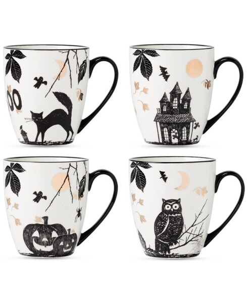 Assorted Haunted Halloween Mugs, Set of 4