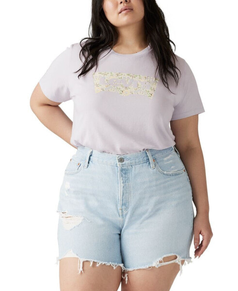 Trendy Plus Size Perfect Floral Logo T-Shirt