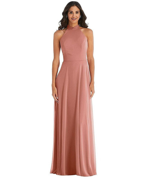 Women's High Neck Halter Backless Maxi Dress