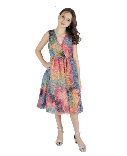 Big Girls Sleeveless Ombre Soutache Dress