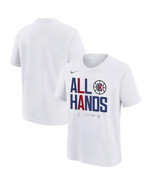 Nike Big Boys and Girls White LA Clippers 2024 NBA Playoffs Mantra T-Shirt