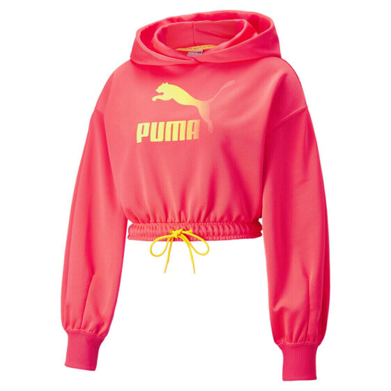 Puma Summer Squeeze Cropped Pullover Hoodie Womens Size L Casual Outerwear 5378