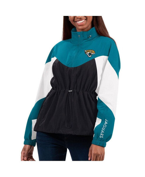 Women's Black, Teal Jacksonville Jaguars Tie Breaker Lightweight Quarter-Zip Jacket