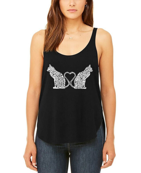 Women's Premium Word Art Cat Tail Heart Flowy Tank Top