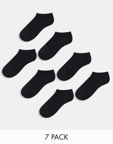 ASOS DESIGN 7 pack trainer socks in black