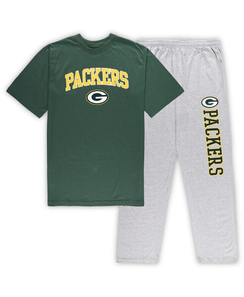 Комплект пижамы Concepts Sport Green, Heather Gray Green Bay Packers Big and Tall T-shirt and Pants Sleep Set