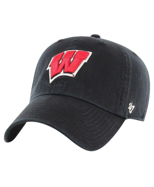 Men's Black Wisconsin Badgers Vintage-Like Clean Up Adjustable Hat