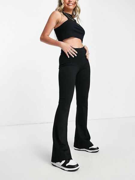 Vero Moda jersey flares with high waist in black