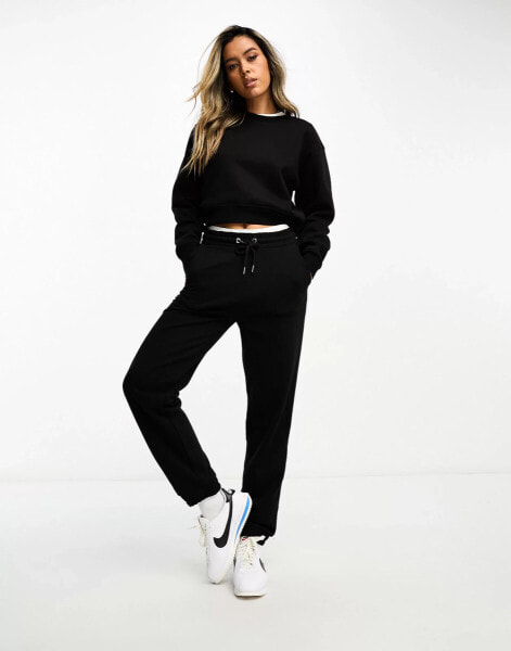 Stradivarius basic jogger co-ord in black