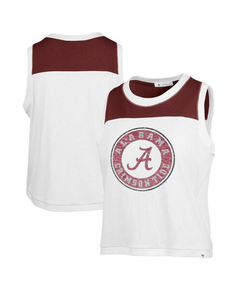 Women's White Distressed Alabama Crimson Tide Premier Zoey Waist Length Tank Top