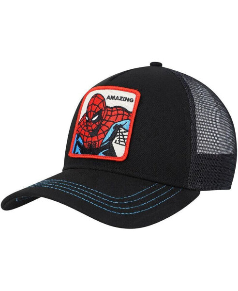 Men's Black Spider-Man Retro A-Frame Snapback Hat