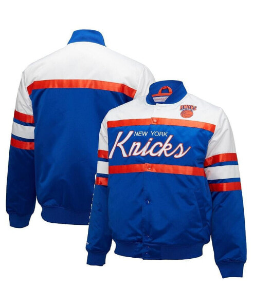 Men's Blue, White New York Knicks Big and Tall Heavyweight Full-Snap Satin Jacket