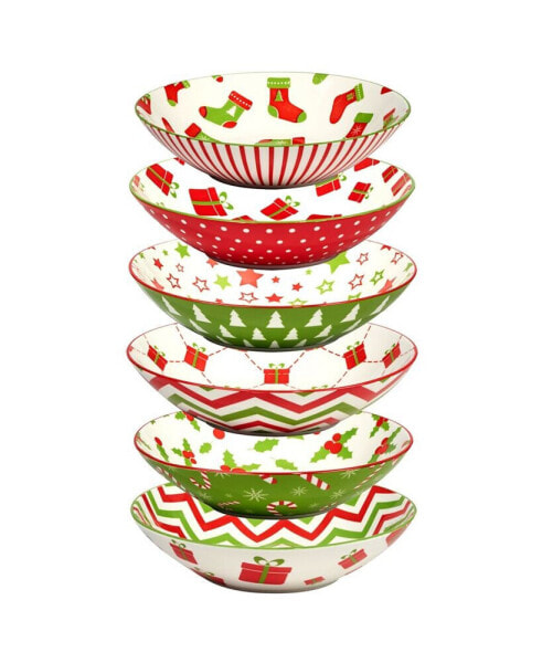 Holiday Fun 40 oz Soup Bowls Set of 6, Service for 6