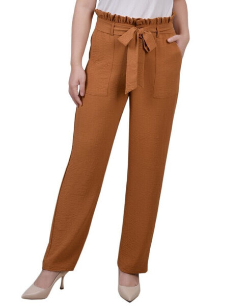 Petite Belted Paper Bag Waist Pants