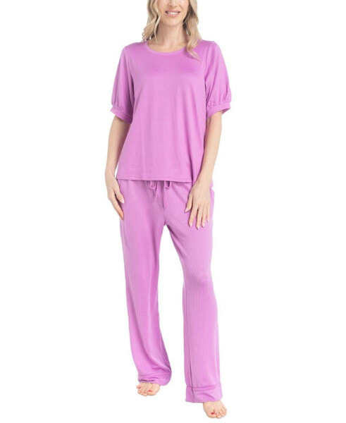 Women's 2-Pc. I Heart Lounge Printed Pajamas Set