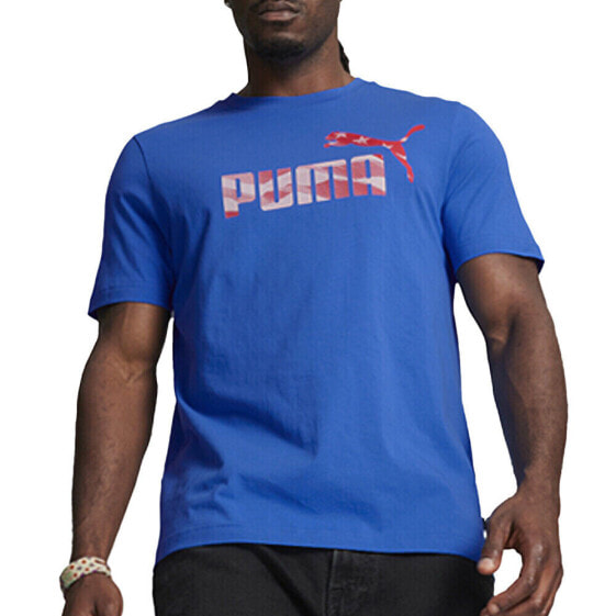 Puma Celebration Graphic Crew Neck Short Sleeve T-Shirt Mens Blue Casual Tops 68