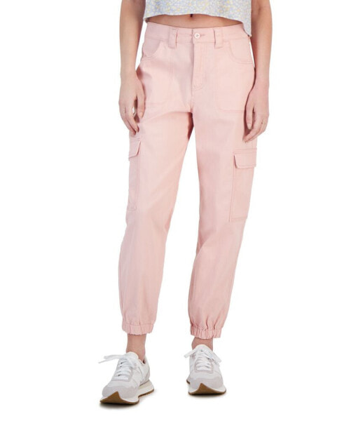 Juniors' High-Rise Zip-Fly Cargo Joggers