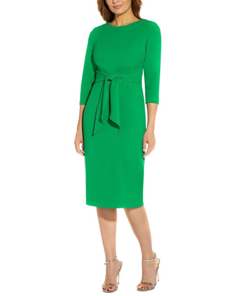 Women's Tie-Front 3/4-Sleeve Crepe Knit Dress