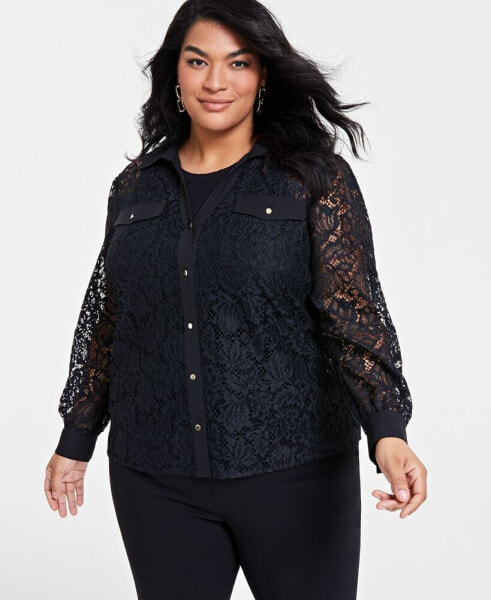 Plus Size Lace Blouse, Created for Macy's