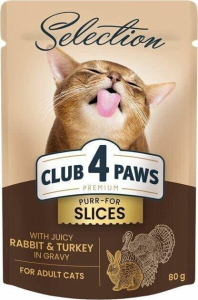 Club 4 Paws Club4Ł Kot 80g Paski Królik Indyk w Sosie