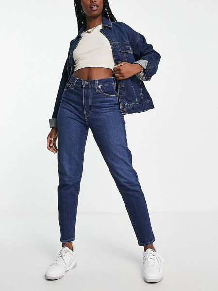 Levi's high waisted mom jean in dark wash blue 