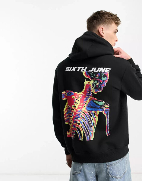 Sixth June thermal hoodie in black