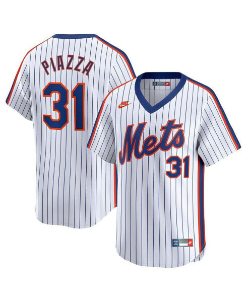 Men's Mike Piazza White New York Mets Throwback Cooperstown Limited Jersey