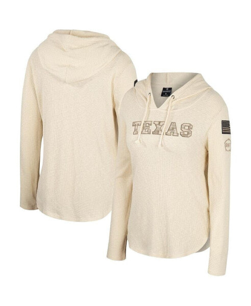 Women's Cream Texas Longhorns OHT Military-Inspired Appreciation Casey Raglan Long Sleeve Hoodie T-shirt