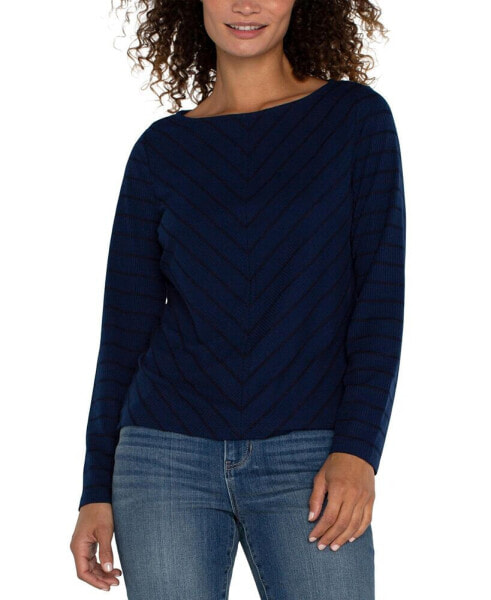 Women's Mitered Stripe Boatneck Top