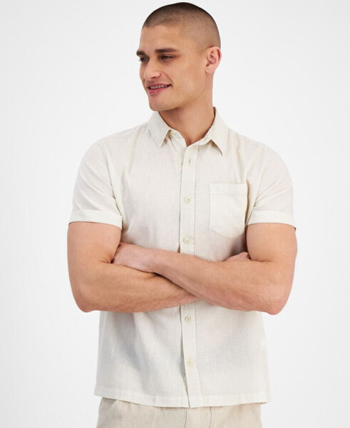 Men's Blake Linen Chambray Short Sleeve Button-Front Shirt, Created for Macy's